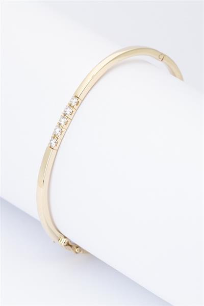 Grote foto gouden bangle met 5 briljanten totaal ca. 0.50 ct. kleding dames sieraden