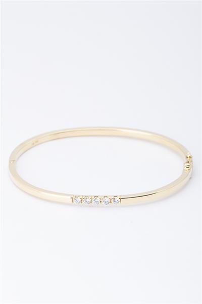 Grote foto gouden bangle met 5 briljanten totaal ca. 0.50 ct. kleding dames sieraden