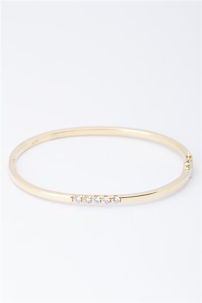 Grote foto gouden bangle met 5 briljanten totaal ca. 0.50 ct. kleding dames sieraden