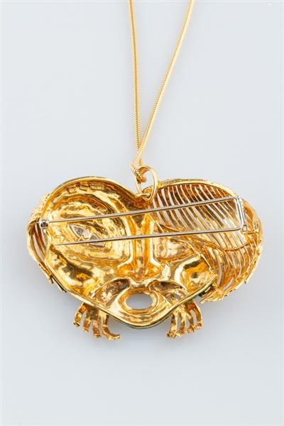 Grote foto gouden broche hanger met emaille kleding dames sieraden