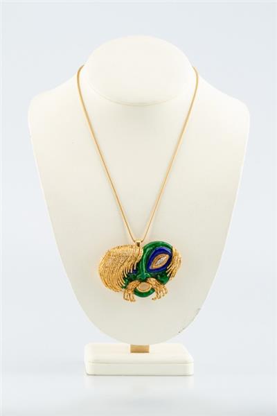Grote foto gouden broche hanger met emaille kleding dames sieraden