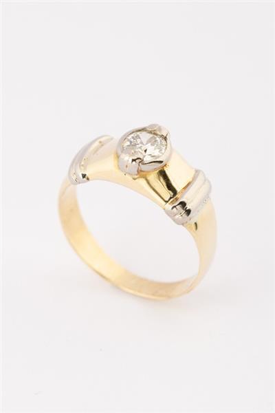 Grote foto gouden bicolor ring met een briljant kleding dames sieraden