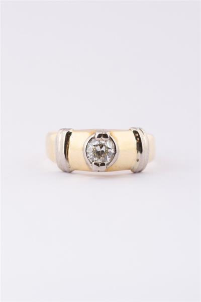 Grote foto gouden bicolor ring met een briljant kleding dames sieraden