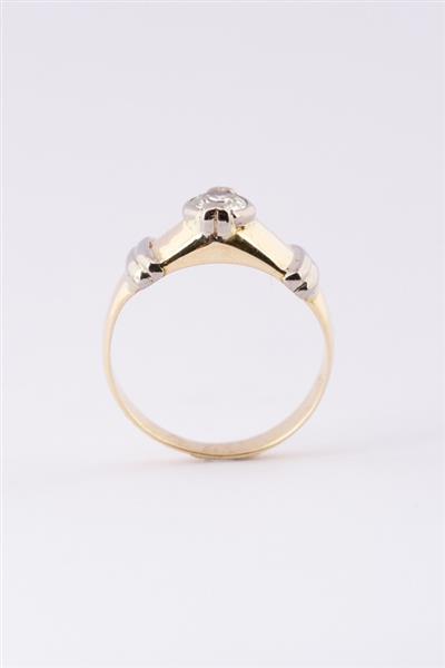 Grote foto gouden bicolor ring met een briljant kleding dames sieraden