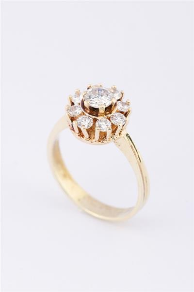 Grote foto gouden entourage ring met briljanten kleding dames sieraden