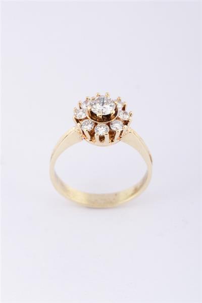 Grote foto gouden entourage ring met briljanten kleding dames sieraden