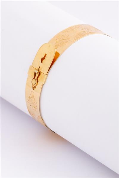 Grote foto gouden biedermeier armband met bloemen in onyx kleding dames sieraden