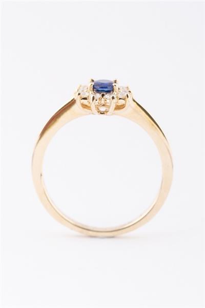 Grote foto gouden entourage ring met saffier en briljanten kleding dames sieraden