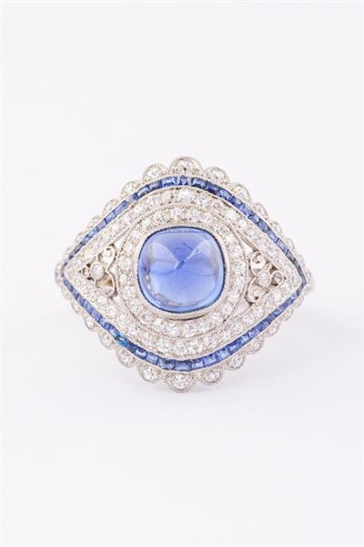 Grote foto 9 krt. witte entourage ring met saffieren en briljanten kleding dames sieraden