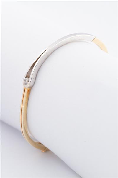 Grote foto wit geel gouden bangle met een briljant kleding dames sieraden