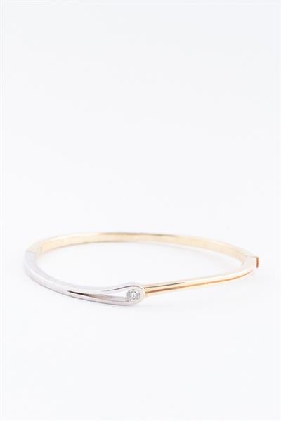 Grote foto wit geel gouden bangle met een briljant kleding dames sieraden