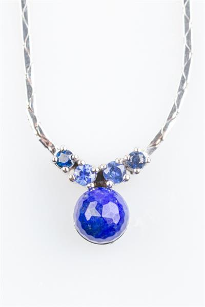 Grote foto wit gouden choker met saffieren en lapis lazuli kleding dames sieraden