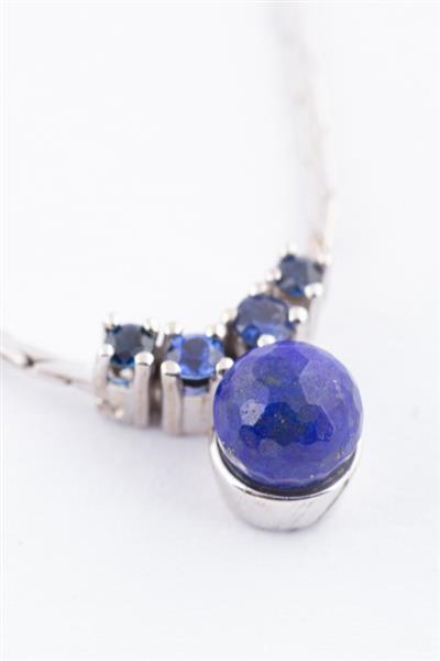 Grote foto wit gouden choker met saffieren en lapis lazuli kleding dames sieraden