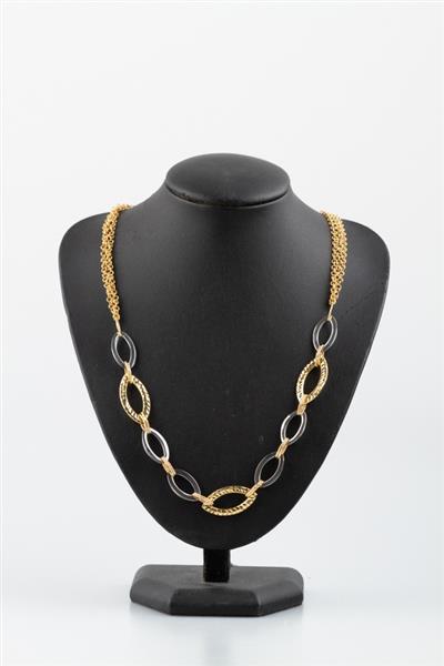 Grote foto wit geel gouden schakel collier kleding dames sieraden