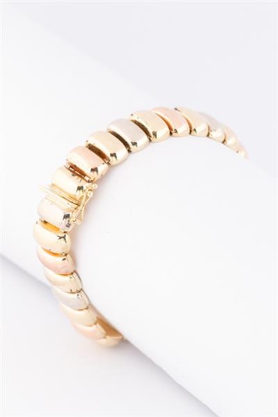 Grote foto gouden tri color schakel armband kleding dames sieraden