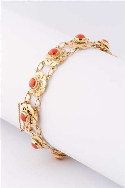 Grote foto gouden schakel armband met bloedkoralen kleding dames sieraden