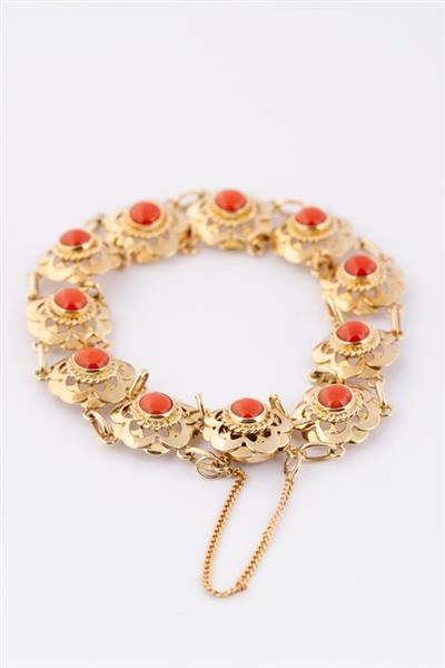 Grote foto gouden schakel armband met bloedkoralen kleding dames sieraden