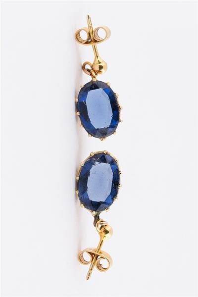 Grote foto gouden oorhangers met blauw kristal kleding dames sieraden