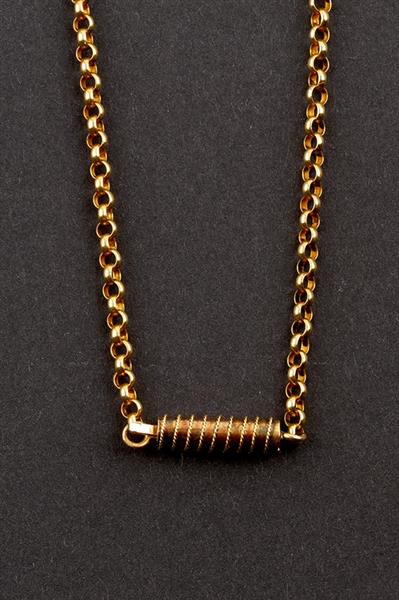 Grote foto antiek 14 krt. gouden jasseron collier kleding dames sieraden