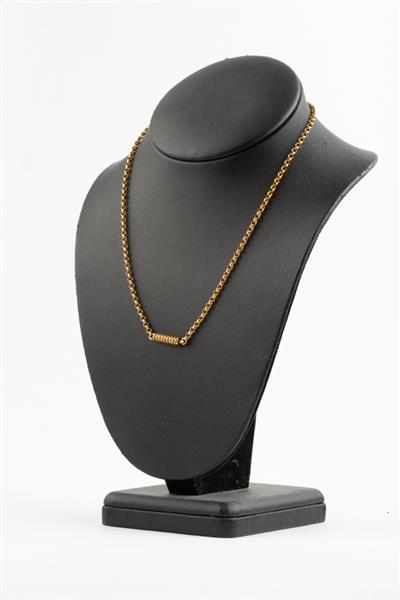 Grote foto antiek 14 krt. gouden jasseron collier kleding dames sieraden