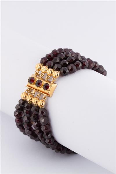 Grote foto 4 strengs granaten armband aan gouden sluiting kleding dames sieraden