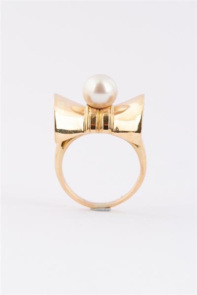 Grote foto gouden d mod retro ring met parel kleding dames sieraden