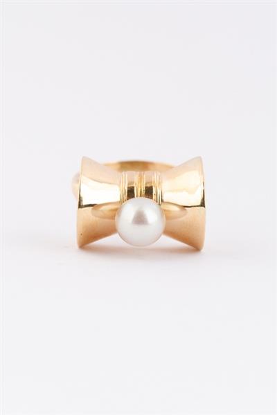 Grote foto gouden d mod retro ring met parel kleding dames sieraden