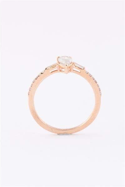 Grote foto gouden ros ring met een peer geslepen met briljant kleding dames sieraden