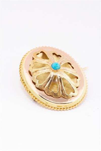 Grote foto antieke gouden broche met turkoois kleding dames sieraden