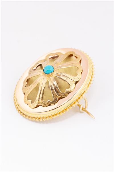 Grote foto antieke gouden broche met turkoois kleding dames sieraden
