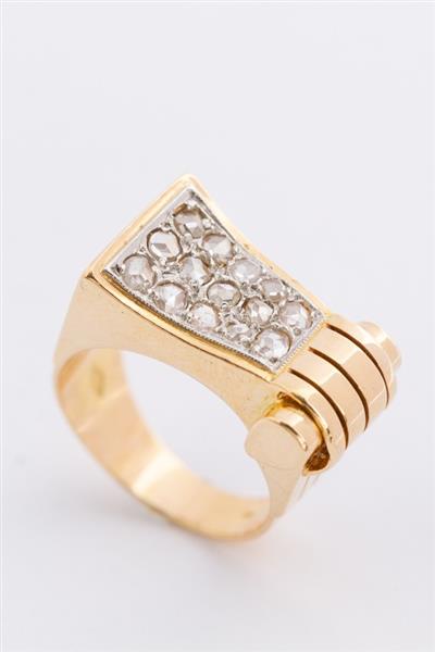 Grote foto gouden d mod ring retro ring met roos geslepen diamanten kleding dames sieraden