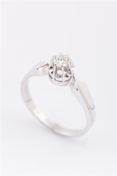 Grote foto wit gouden solitair ring met een briljant van ca. 0.18 ct. kleding dames sieraden