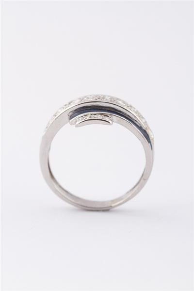 Grote foto platina slag ring met briljanten en blauw emaille kleding dames sieraden