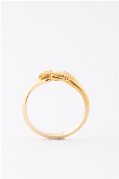 Grote foto gouden ring met een springend paard kleding dames sieraden