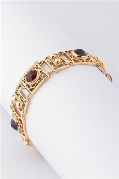 Grote foto gouden schakel armband met granaten kleding dames sieraden