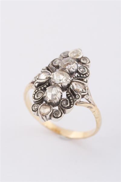 Grote foto antieke gouden ring met roos geslepen diamanten kleding dames sieraden