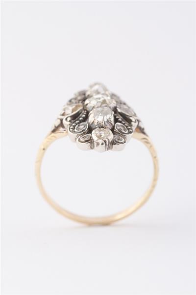 Grote foto antieke gouden ring met roos geslepen diamanten kleding dames sieraden