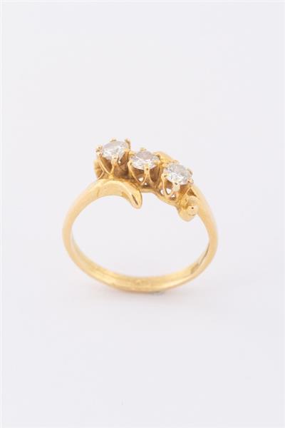 Grote foto gouden slag ring met 3 briljanten kleding dames sieraden