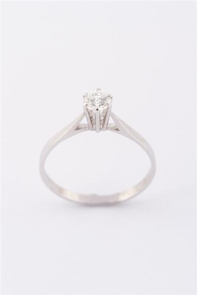 Grote foto wit gouden solitair ring met een briljant 0.35 ct. kleding dames sieraden