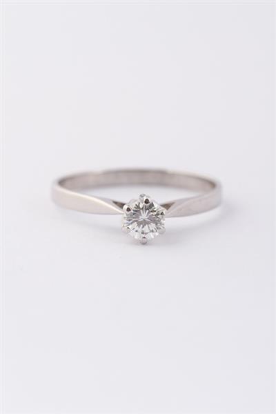 Grote foto wit gouden solitair ring met een briljant 0.35 ct. kleding dames sieraden