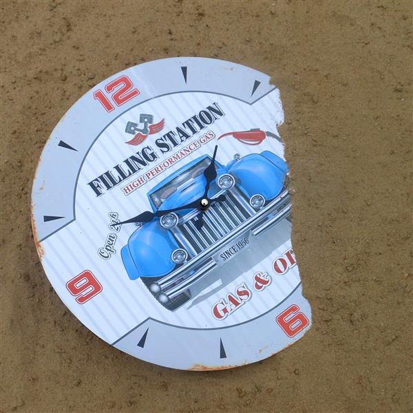 Grote foto wandklok met blauwe auto huis en inrichting klokken