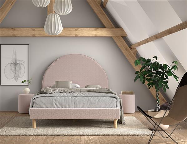 Grote foto moon 2 persoonsbed boucl in roze vipack antiek en kunst stoelen en banken