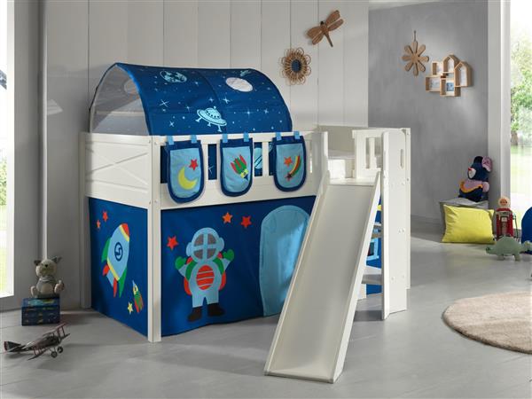 Grote foto scott halfhoogslaper met glijbaan 90x200 wit vipack kinderen en baby complete kinderkamers