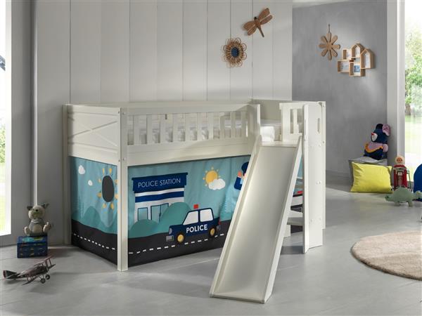 Grote foto scott halfhoogslaper met glijbaan 90x200 wit vipack kinderen en baby complete kinderkamers