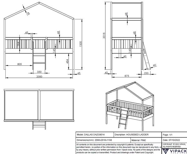 Grote foto dallas huisbed met ladder 90x200 wit vipack antiek en kunst stoelen en banken