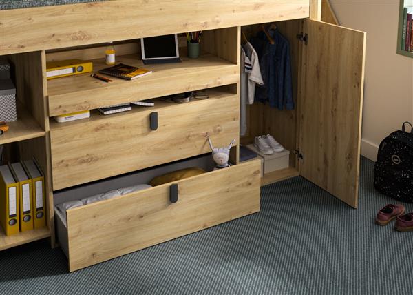 Grote foto mael halfhoogslaper 90x200 eiken gami kinderen en baby complete kinderkamers