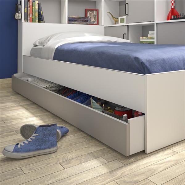 Grote foto erwan 1 persoonsbed met kastjes en lade wit grijs gami antiek en kunst stoelen en banken