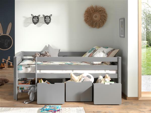 Grote foto pino halfhoogslaper laag 90x200 grijs vipack kinderen en baby complete kinderkamers