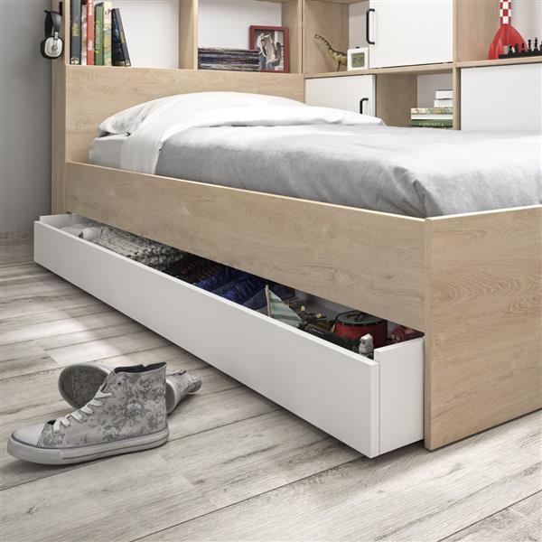 Grote foto erwin 1 persoonsbed met kastjes en lade naturel wit gami antiek en kunst stoelen en banken
