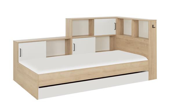 Grote foto erwin 1 persoonsbed met kastjes en lade naturel wit gami antiek en kunst stoelen en banken